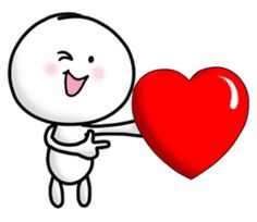 a cartoon character holding a heart with both hands