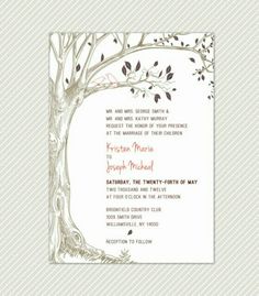 a wedding card with an image of a tree