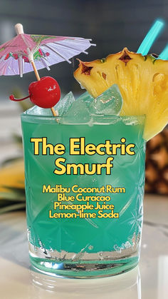 The Electric Smurf Smurf Cocktail, Fun Drinks Alcohol, Malibu Coconut, Alcholic Drinks, Lemon Lime Soda