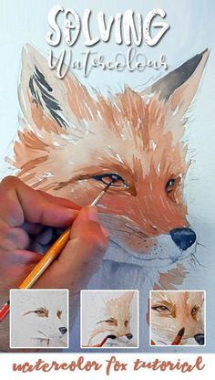 an image of a fox drawing with watercolors on it's face and hands