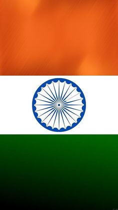 the flag of india on an orange and green background with blurry light behind it