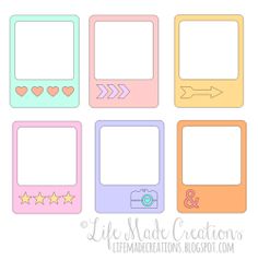 four different colored frames with hearts, stars and arrows on the front one has an arrow