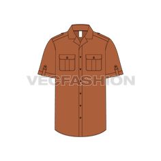 Camp Shirt With Welt Pockets And Camp Collar, Casual Polo Collar Shirt With Pockets, Brown Cotton Top With Flap Pockets, Casual Camp Shirt With Patch Pockets, Casual Short Sleeve Camp Shirt With Patch Pockets, Brown Camp Shirt With Pockets For Summer, Summer Shirt With Flap Pockets And Spread Collar, Collared Brown Shirt With Welt Pockets, Brown Button-up Shirt With Pockets