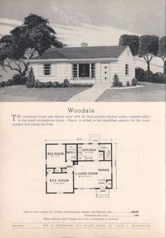 an old house with two different floor plans and the words woodale written in black