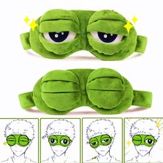 PRICES MAY VARY. Cute cartoon animal design -If you like cute things, then this cartoon eye mask is suitable for sleeping with a cute animal design! The cute sad frog sleeping mask is enough to capture your heart, add enough sweetness to your daily life, and make your sleep and dreams more interesting! High-quality materials bring maximum comfort-In order to care for the sensitive skin around the eyes, we use selected super soft and breathable fabrics to make this cartoon sleeping mask, which wi 3d Frog, Frog Eye, Night Mask, Cute Patches, Funny Frogs, Relaxation Gifts, Eye Cover, Green Frog, Cute Frogs