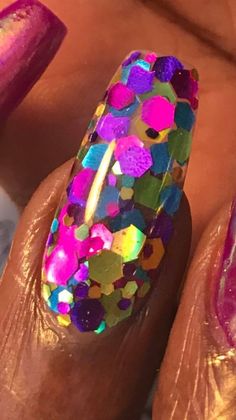 Chunky Glitter Nail Polish, Chunky Glitter Nails, Seven Kingdoms, Encapsulated Nails, Glitter Gel Nails, Glitter Nail Polish, Pedicure Nail Art, Glitter Nail, Beauty Stuff