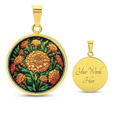 Embrace the beauty of October with our Marigold Necklace. Personalized with a stunning Marigold pendant in 18K gold, it's a perfect birth flower gift for birthdays and weddings, and a graceful accessory for bridesmaids to cherish. ➜ Our patent-pending jewelry is made of high quality surgical steel with a graphic image that's printed directly onto the steel surface with a shatterproof liquid glass coating and includes an 18k gold finish option. There are no Gems in this product. ➜ Our jewelry is Personalized Yellow Gold Flower Necklace, Memorial Birth Flower Jewelry, Gold Flower Locket Jewelry, Gold Flower-shaped Locket Jewelry, Gold Flower Shaped Locket Jewelry, Personalized Gold Jewelry With Pressed Flowers, Gold Birth Flower Jewelry For Memorial, Gold Jewelry With Birth Flower For Memorial, Memorial Gold Jewelry With Birth Flower