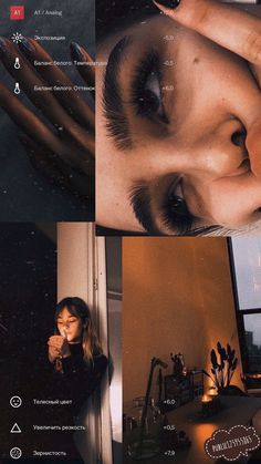 a collage of photos with different woman's face and hands