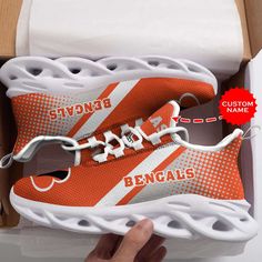 Personalized Name Cincinnati Bengals Max Soul Sneakers Running Sports Shoes For Men Women Breathable Low-top Running Shoes For Sports, White Sneakers With Shock Absorption, White Sneakers With Shock Absorption And Breathable Fabric, White Breathable Sneakers With Shock Absorption, Streetwear Breathable Running Shoes Fade-resistant, Breathable Orange Running Shoes For Streetwear, White Breathable Fabric Sneakers For Light Sports, Fade-resistant Sneakers For Jogging, Fade-resistant Sneakers For Jogging And Sports Season