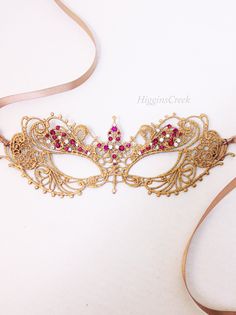 Fuchsia Pink Jeweled Masquerade Mask for Women, Masks for Masquerade Ball, Venetian Lace Mask MORE COLORS! Mask Available in more colors & rhinestones, click on options menu & pick colors to match your outfit! S H I P P I N G - Last minute masquerade mask shopping? Processed same day or within 24 hours. 1-2 day guaranteed delivery services offered, add items to cart and click on shipping tab for rates. Pls leave a check out note with your need date & contact number (especially for ex Venetian Lace, Elegant Face Mask, Simple Cocktail Dress, Metal Mask, Macrame Lace, Formal Ball Gown, Masquerade Masks, Lace Mask, Masks Masquerade