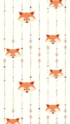 an animal themed wallpaper with arrows and fox heads on it's face,