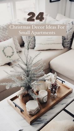 a living room filled with lots of furniture and decor on top of a wooden tray