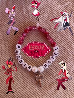 Hazbin Hotel Friendship Bracelets, Hazbin Hotel Kandi Bracelets, Scene Kandi, Kandi Ideas, Bracelets Easy