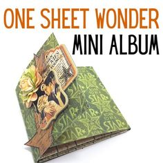 an open book with the words, one sheet wonder mini album written on it's cover