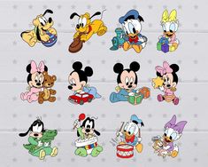 mickey mouse and other cartoon characters