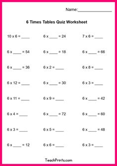 the times table quiz worksheet