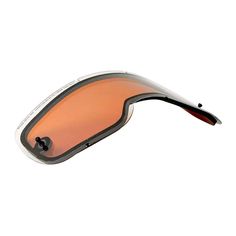 a pair of sunglasses with an orange lens on top of the glasses is upside down