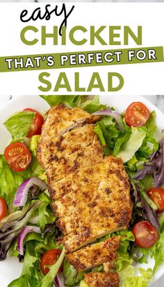 chicken that's perfect for salad with lettuce and tomatoes on the side