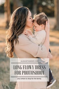 Mom holding baby in a long flowy maxi dress Maxi Dress Ideas, Dresses For Photoshoot, Dress For Photoshoot, Maternity Dresses Photography, Best Maxi Dresses, Long Flowy Dress, Family Photoshoot Outfits, Maternity Photo Shoot, Maternity Dresses For Photoshoot