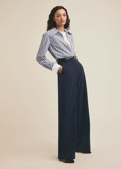 The fiona pant is a flat-front trouser. with a high waist and fluid wide-leg silhouette these relaxed-fit trousers are cut from a structured suiting blend fabric with a comfortable stretch that's suitable for all four seasons.    - 63% polyester 32% rayon 5% elastane  - lameka is 5'9.5" wearing size 2  - inseam: 33"  - rise: 11.75" Capsule Wardrobe Outfits, Favorite Daughter, Fitted Trousers, Four Seasons, Capsule Wardrobe, Dress Pants, Long Dress, High Waist, Outfit Ideas