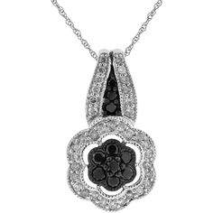 Luxe 14K White Gold Black Diamond & Diamond Necklace - 0.51 Carat Total Diamond Weight Black Diamond Pendant, Unique Beauty Products, Diamond Pendant Sets, Diamond Birthstone, Luxury Necklace, White Gold Jewelry, Royal Jewelry, Elegant Necklaces, Sparkle Diamonds