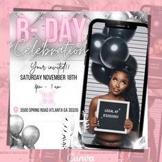 an advertisement for the b - day celebration featuring a photo of a woman holding a sign