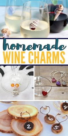 homemade wine charms with the words homemade wine charms on them and pictures of wine glasses