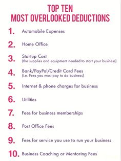 the top ten most overlooked deductions for small businesses in 2013 - info