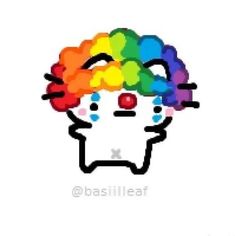 an image of a hello kitty with rainbow hair