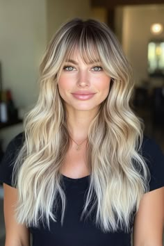 Refresh your look with 27 charming wispy bangs styles for long hair! Perfect for a light and airy update to your hairstyle. 💇‍♀️✨ #WispyBangs #LongHair #CharmingStyles Bangs Styles, Perfect Bangs, Styles For Long Hair, Blonde Bangs, Girl Time, Pony Tails, Shag Hairstyles, Longer Hair, Wispy Bangs