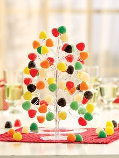 a small christmas tree made out of candy