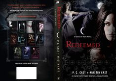 a book cover for redeemed by c c cast and krisin east, with an image of a woman in the background