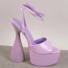 Peep Toe Platform Statement Heels! Heels Chunky Heel, Fluffy Heels, Statement Heels, Heels Chunky, Extreme High Heels, Purple Heels, Urban Outfitters Shoes, Funky Shoes, Jessica Rabbit