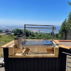 an outdoor hot tub on top of a building