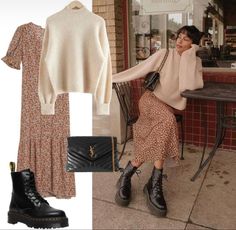 Autumn Dr Martens Outfit, Feminine Fall Fashion, Skirt Outfit Cold Weather, Fall Maxi Skirt Outfits, Estilo Rachel Green, Elegance Dress, Luxury Photography, Classy Fashion, Trendy Fall Outfits