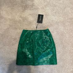 High Waisted , Never Worn Spring Club Faux Leather Skirt, Spring Party Faux Leather Mini Skirt, Green Pencil Mini Skirt For Party, Green Pencil Mini Skirt For Night Out, Chic Green Skirt For Club, Summer Mini Faux Leather Skirt, Casual Faux Leather Mini Skirt For Party, Green Faux Leather Party Bottoms, Green Mini Skirt For Club