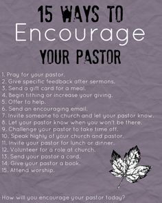 a poster with the words 15 ways to encourage your pastor on it