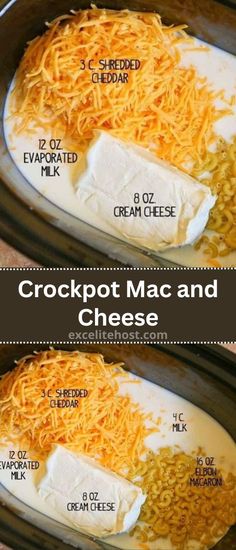 crockpot mac and cheese recipe in the crock pot with instructions to make it