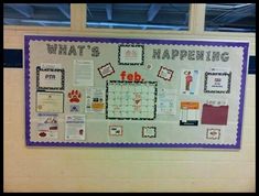 a bulletin board with pictures and words on it that says what's happening feb