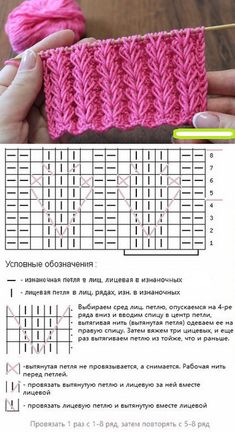 the knitting pattern is shown in pink yarn