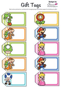 printable mario and luigi gift tags for kids