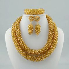 Latest African Beads Jewelry Set /Nigerian Wedding Jewelry Set In JW1040 Series | LaceDesign Gold Beaded Bridal Accessories For Formal Occasions, Yellow Gold Crystal Jewelry For Wedding, Formal Gold Beaded Jewelry Sets, Yellow Gold Jewelry Sets For Wedding, Gold Beaded Bridal Set For Wedding, Gold Beads Jewelry For Wedding, Gold Beaded Jewelry For Wedding, Elegant Gold Beads Jewelry For Wedding, Beaded Yellow Gold Jewelry For Anniversary