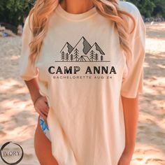 Embrace the wild spirit with our camp tee--seamlessly blending chic fashion with rustic charm and natural motifs. Perfect for a bachelorette trip, elevate your camping experience and ignite wanderlust with us today! Vintage Camp Bachelorette Shirt Custom Camping Tee Mountain Bride Retro Lake Themed Bridal Party Gifts Hiking Shirts Outdoor Camp Adventure ♥PRODUCT DESCRIPTION: Comfort Colors Super soft cotton and excellent quality print makes. 100% Soft cotton (fibre content may vary for different colors) Light fabric (6.1 oz/yd² (208.8 g/m The pre-shrunk fabric ensures a consistently great fit. * Our Relaxed Fit Tee (Comfort Colors 1717) is a unisex style that runs a touch small for men, and about a half a size large for women. The relaxed fit keeps the wearer comfy in both casual and semi- Natural Motifs, Bachelorette Shirt, Camping Tee, Mountain Bride, Hiking Gifts, Bachelorette Trip, Wild Spirit, Vintage Camping, Hiking Shirts