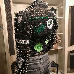 I Created This Crazy Amazing Zombie Punk Rock Jacket Because I’ve Always Loved Punk! I Started Out With A High End, Designer, Denim Camouflaged Punk Jacket From Buddhist Monk Clothing Out Of The Uk And Then Customized It. I Wanted It To Be “Zombie”But Have Music, Art And Pins That Really Make It A True Zombie Punk Statement Piece. I Cut Up Punk Belts And Added Them To The Sleeves, Front And Back Of The Jacket. I Also Added Black Lace Trim To The Sleeves Because It’s A Girl Jacket. The Jacket Is Punk Outerwear With Studs For Streetwear, Punk Style Studded Outerwear For Streetwear, Studded Fitted Outerwear For Streetwear, Edgy Studded Outerwear For Streetwear, Trendy Studded Outerwear For Streetwear, Fitted Outerwear With Studs For Streetwear, Fitted Studs Outerwear For Streetwear, Alternative Spring Outerwear With Rivets, Spring Punk Biker Jacket For Alternative Fashion