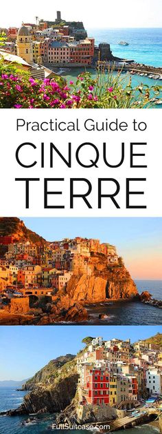 the cover of practical guide to cinque terrie, with pictures of buildings and cliffs