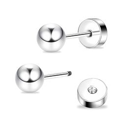 PRICES MAY VARY. Titanium stud Earrings: The whole body are crafted from implant grade pure titanium. Our titanium stud earrings are super hypoallergenic, contain no nickel or lead, safe to sensitive ears, and weigh only half as much as equivalent surgical steel studs. Flatback Ball Earrings: This kind of screw-on back dot earrings could be sleeping earrings, they won’t poke or snag, no need to take off. Wear as cartilage earring,helix earrings, daith earrings, tragus piercing jewelry, conch ear Ear Piercing Studs, Second Hole Earrings, Ear Lobe Piercings, Tragus Piercing Jewelry, Dot Earrings, Cartilage Earrings Stud, Daith Earrings, Ball Stud Earrings, Conch Earring