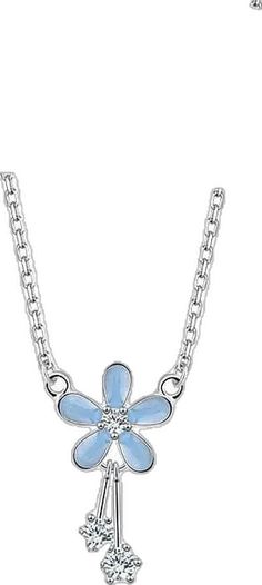 Elegant Blue Flower-shaped Necklace, Elegant Blue Flower Shaped Necklace, Cute Blue Necklace For Gift, Elegant Blue Flower Pendant Necklace, Light Blue Flower-shaped Jewelry For Gifts, Light Blue Flower Shaped Jewelry Gift, Blue Pendant Necklaces With Flower Charm, Blue Pendant Necklace With Flower Charm, Cute Blue Flower Jewelry