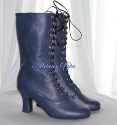 Navy Victorian Boots , Navy Leather shoes ,  Edwardian Boots , Ankle lace up Booties Burning Man Boots, Retro Boots, Boots Boho, Granny Boots, Victorian Boots, High Heel Stiefel, Navy Boots, Womens Booties, Cosplay Boots