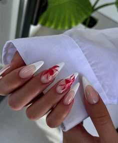 Cute french tip nails 🤍🌹  #summernails #acrylicnails #acrylicnaildesigns #acrylicnailsforsummer #summer #nails #nailsofinstagram #instagram #instagood #instabeauty #instafashion #holiday #nailart #naildesign #nailstagram #nailartideas #nailsoftheday #nailaddict #nailartdesigns #flowers #frenchnails #frenchies #frenchtipnails #frenchtipnaildesigns #trendy #trending #rednails #whitenail #almondnails #almond 25th Birthday Nails Ideas, Europe Nail Ideas, Birthday Nail Set Ideas December, Paznokcie Hello Kitty, Office Nails, Makijaż Smokey Eye