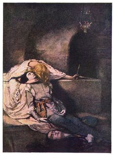 a painting of two people laying on the ground